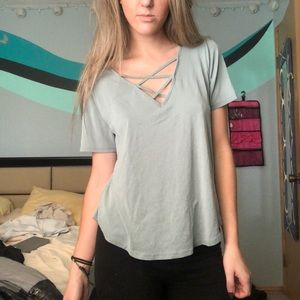 Cross-Cross Neck Tee (M)